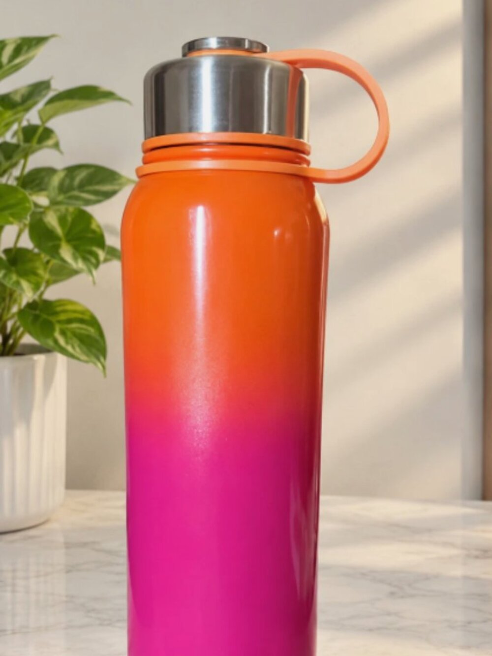 Dunkin' Donuts 28oz Stainless Steel Water Bottle Orange Pink Ombre Travel Cup